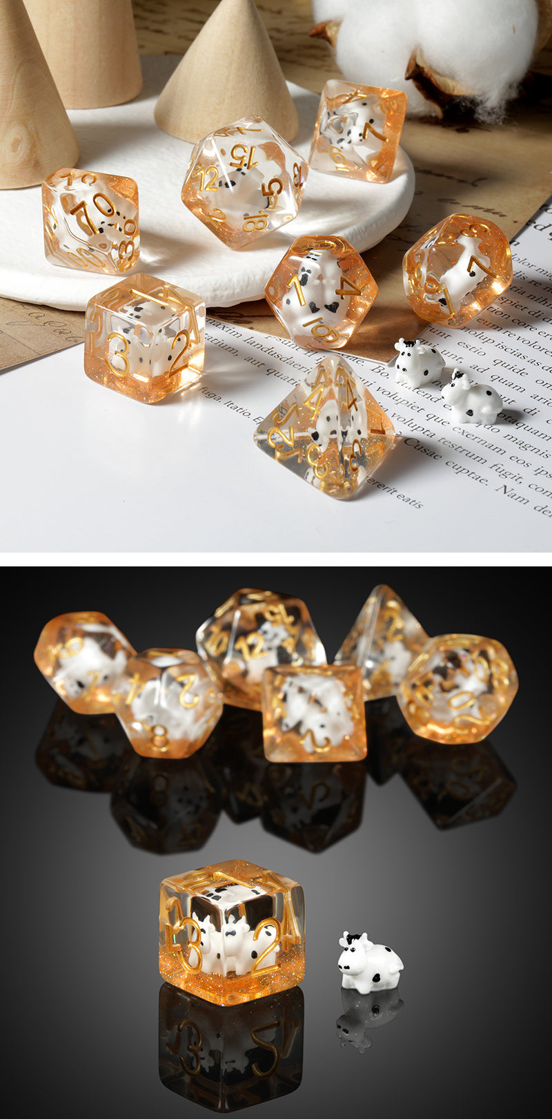 Resin Dice Set (7pcs) [Cow] - Dice Habit