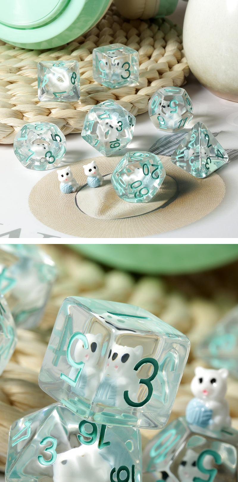 Resin Dice Set (7pcs) [Kitten] - Dice Habit