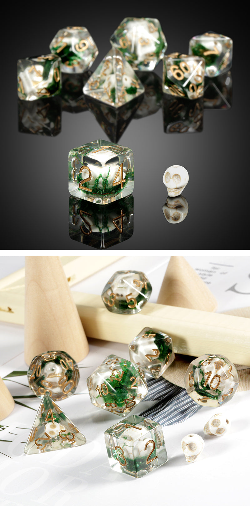 Resin Dice Set (7pcs) [Skull] - Dice Habit
