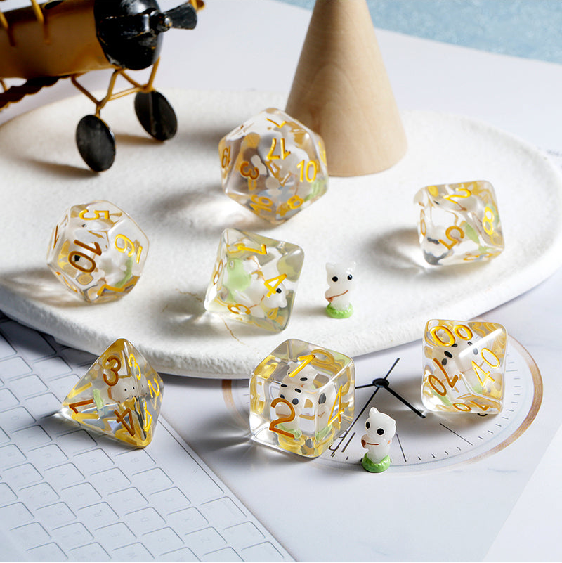 Resin Dice Set (7pcs) [White Cat]