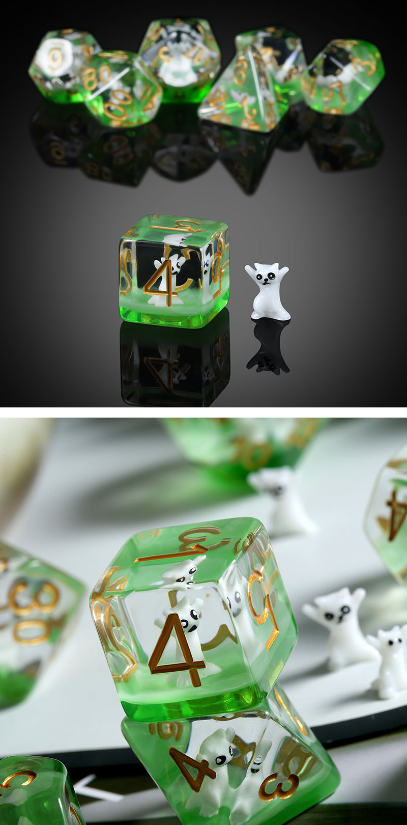 Resin Dice Set (7pcs) [Rave Kitty] - Dice Habit