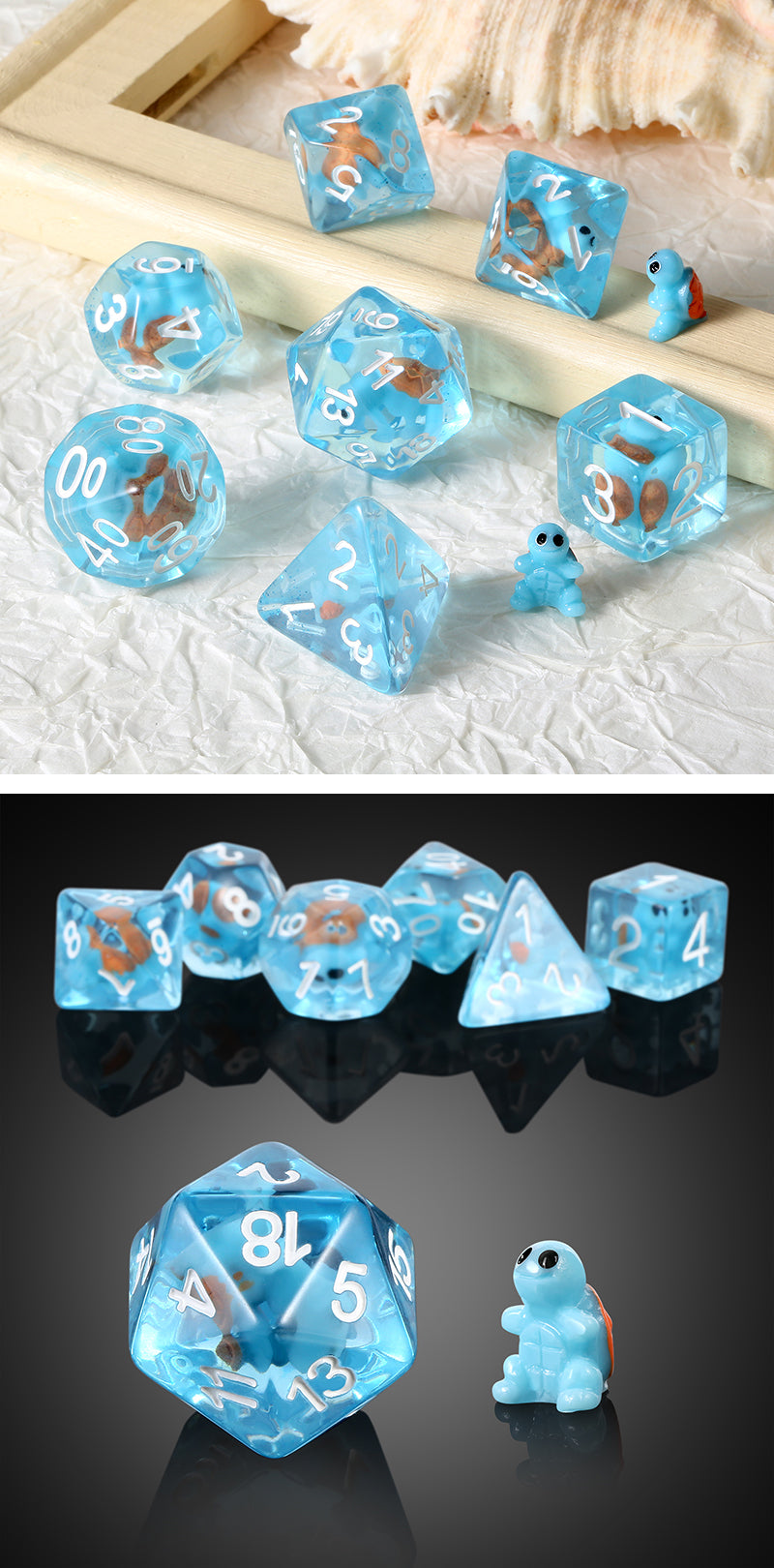 Resin Dice Set (7pcs) [Turtle] - Dice Habit