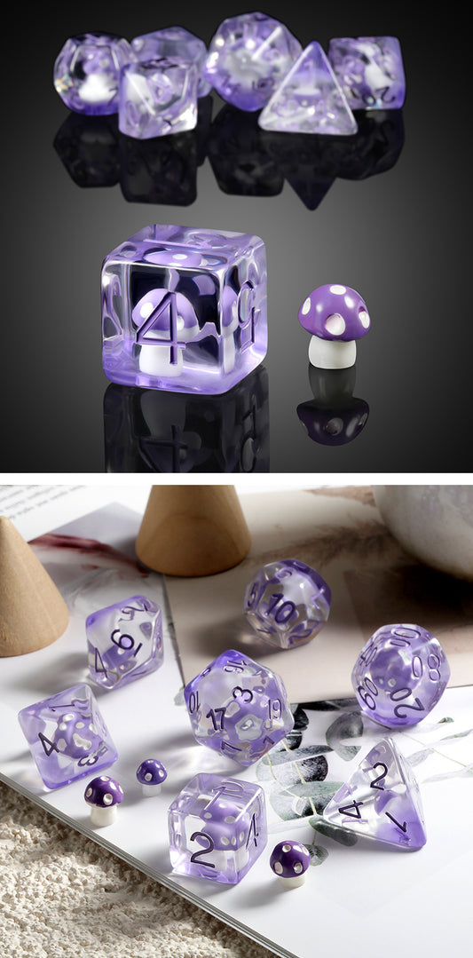 Resin Dice Set (7pcs) [Purple Mushroom] - Dice Habit