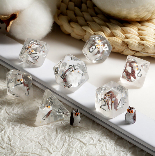 Resin Dice Set (7pcs) [Owl] - Dice Habit