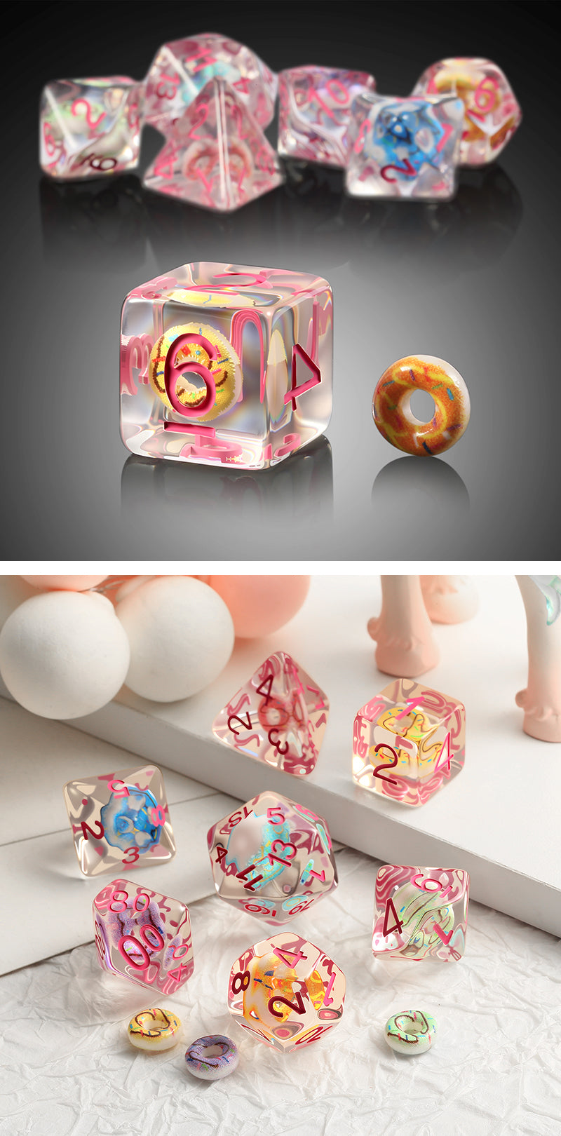 Resin Dice Set (7pcs) [Donut] - Dice Habit