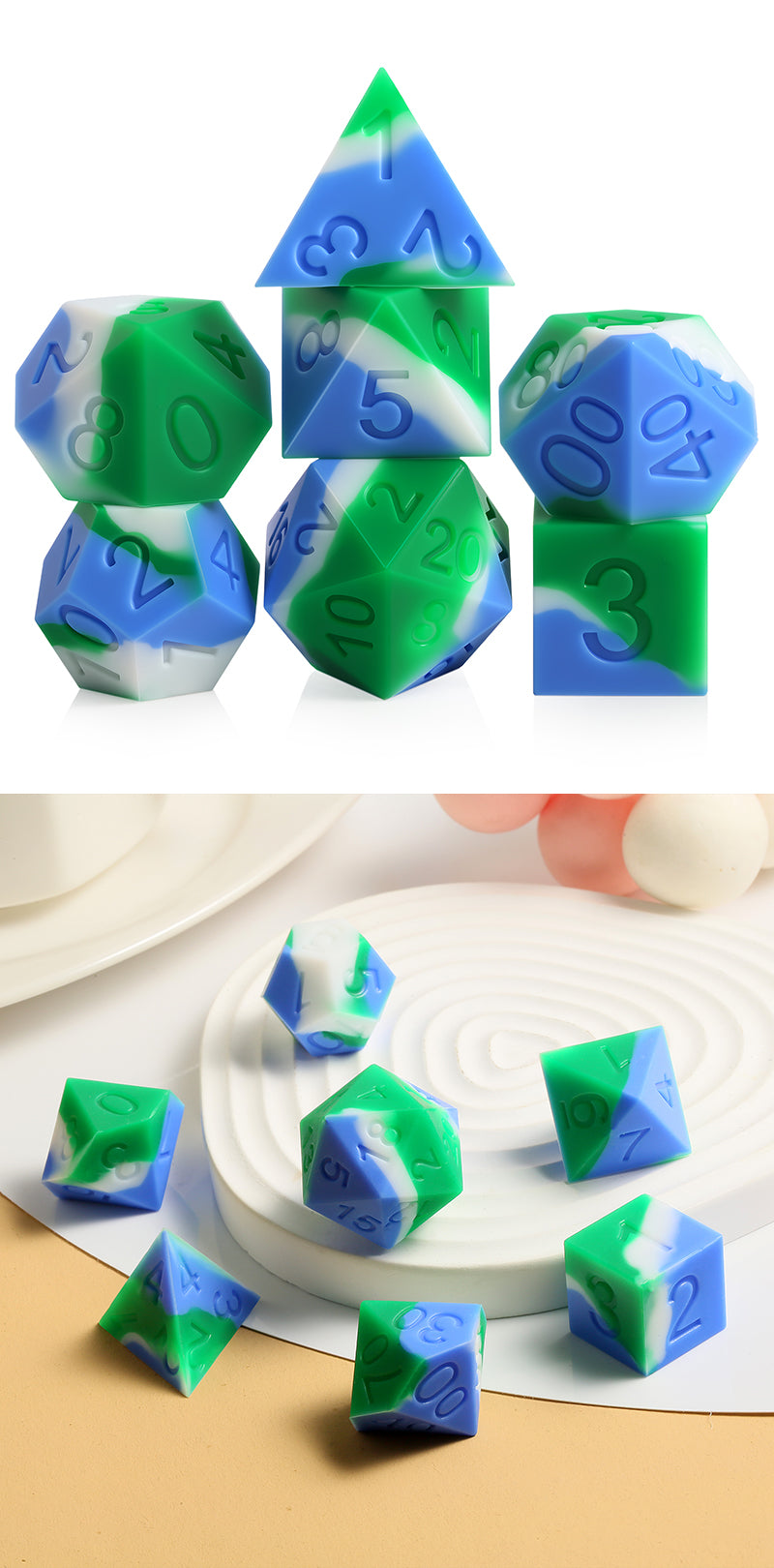 Silicone Dice Set (7pcs) [Earth] - Dice Habit