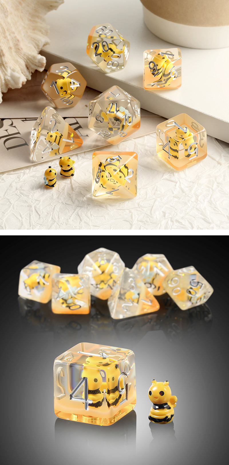 Resin Dice Set (7pcs) [Bee] - Dice Habit