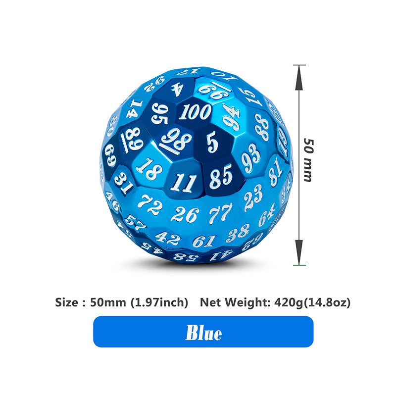 Metal D100 Dice [Metallic Blue] - Dice Habit