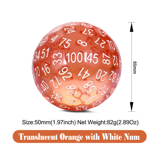 D100 Dice [Translucent Orange] - Dice Habit