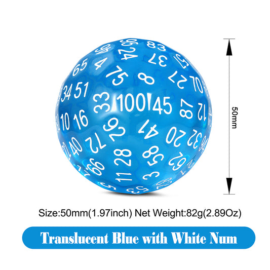 D100 Dice [Translucent Blue] - Dice Habit
