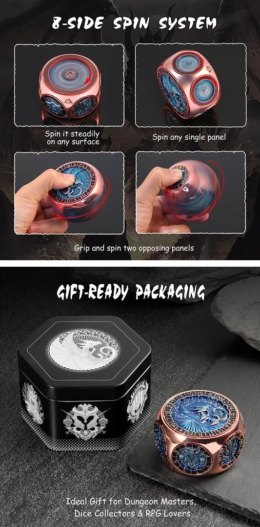 Octagon Spinner Dice [Blue & Copper] - Dice Habit