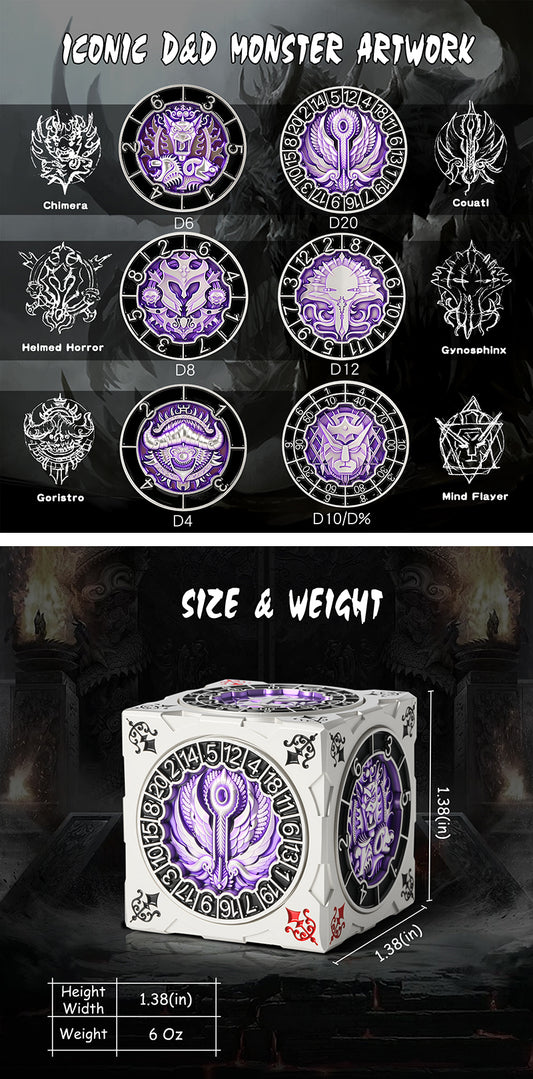 Cube Spinner Dice [Purple & Silver] - Dice Habit
