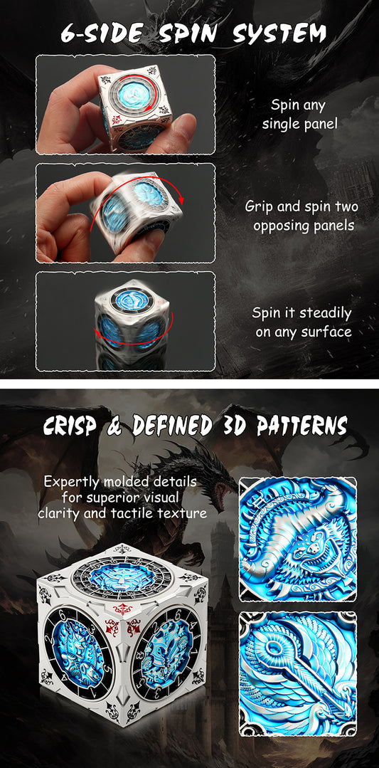 Cube Spinner Dice [Blue & Silver] - Dice Habit