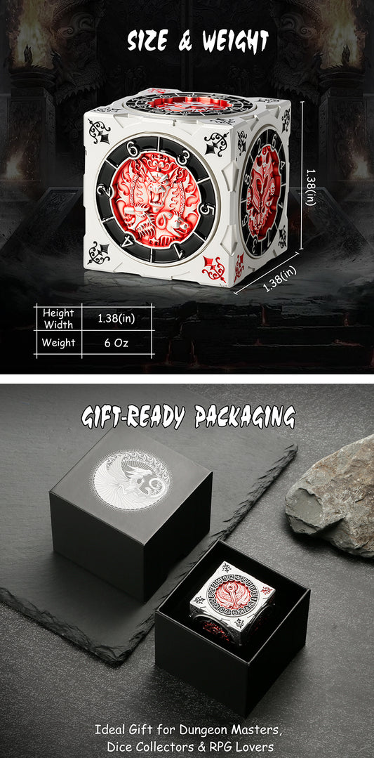 Cube Spinner Dice [Red & Silver] - Dice Habit