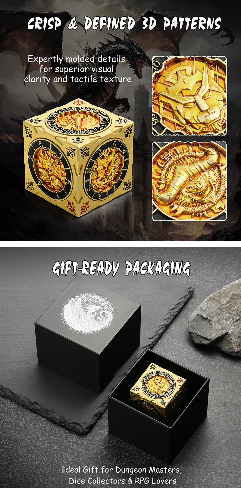 Cube Spinner Dice [Brass] - Dice Habit