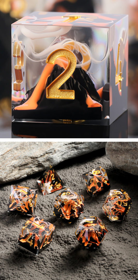 Sharp Edge Dice Set (7pcs) [Volcano] - Dice Habit