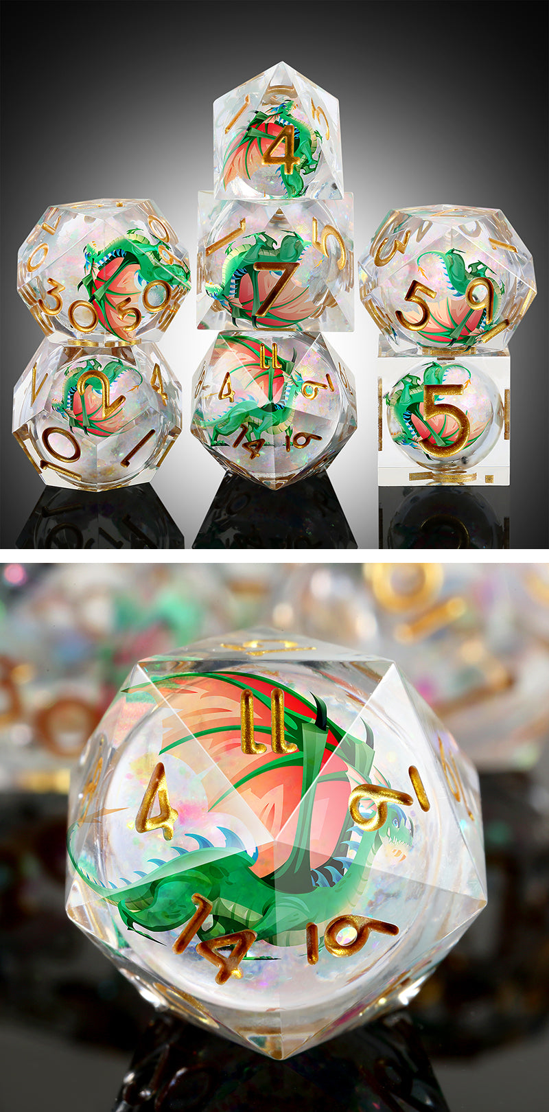 Liquid Core Dice Set (7pcs) (Dragon) [Percy] - Dice Habit