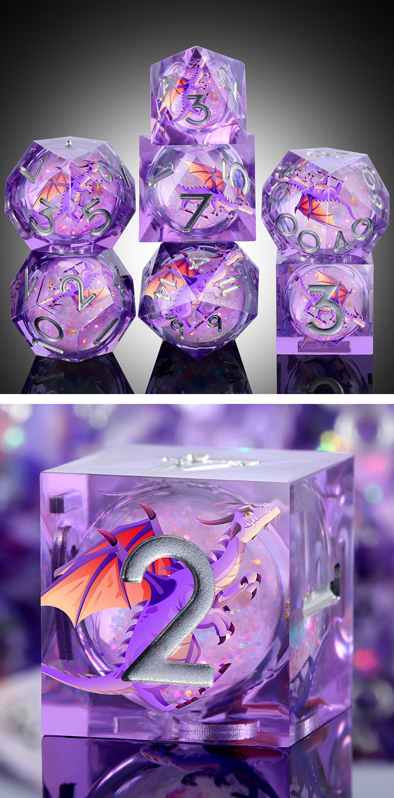 Liquid Core Dice Set (7pcs) (Dragon) [Luna] - Dice Habit