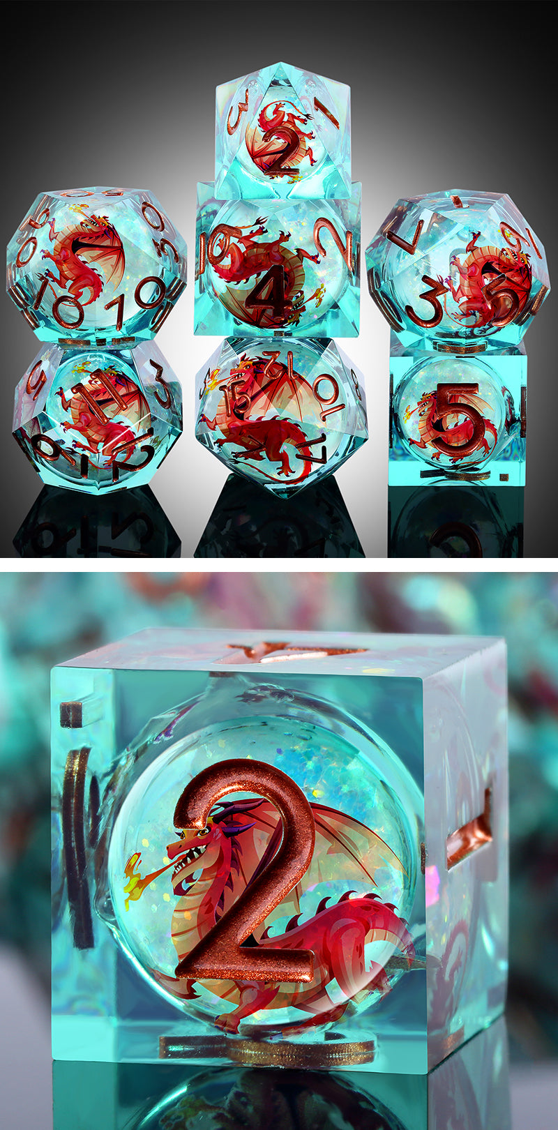 Liquid Core Dice Set (7pcs) (Dragon) [Pyra] - Dice Habit