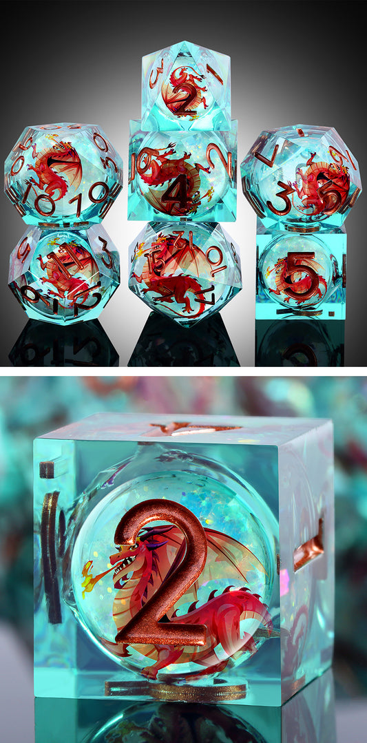 Liquid Core Dice Set (7pcs) (Dragon) [Pyra] - Dice Habit