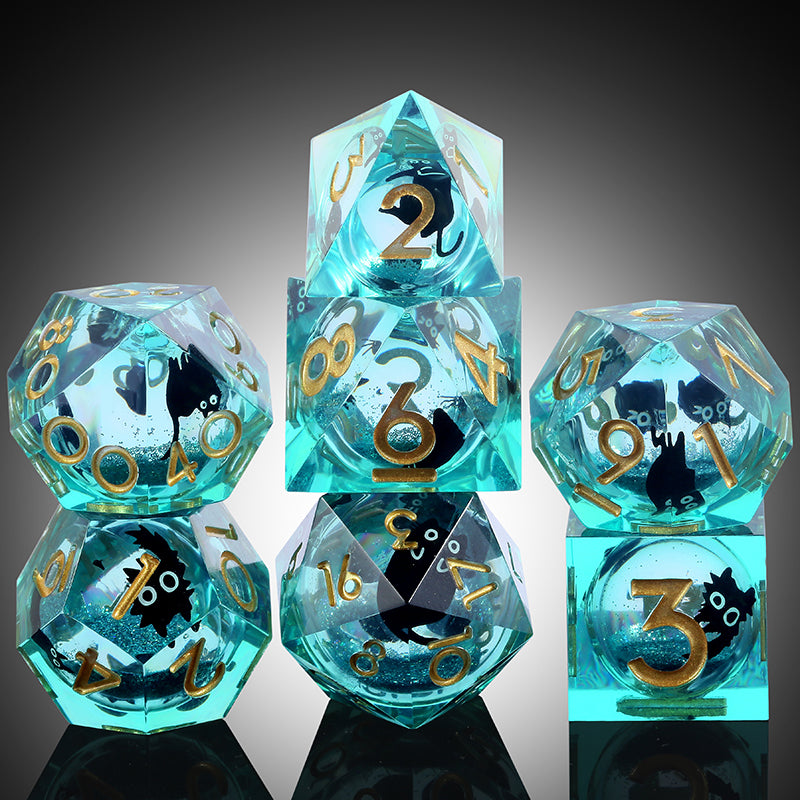 Liquid Core Dice Set (7pcs) [Scuba Kitty] - Dice Habit