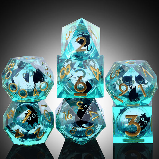 Liquid Core Dice Set (7pcs) [Scuba Kitty] - Dice Habit