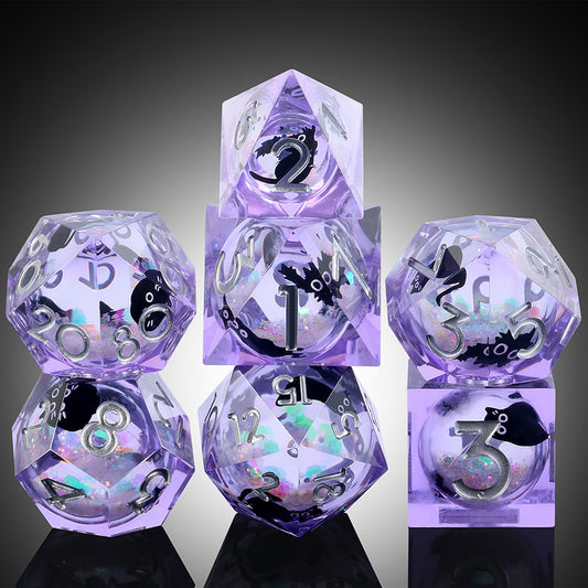 Liquid Core Dice Set (7pcs) [Dream Kitty] - Dice Habit