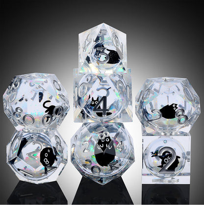 Liquid Core Dice Set (7pcs) [Diamond Kitty] - Dice Habit