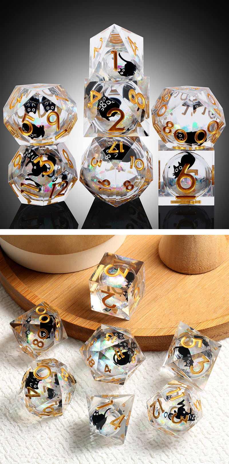 Liquid Core Dice Set (7pcs) [Luxury Kitty] - Dice Habit