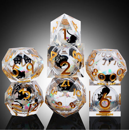 Liquid Core Dice Set (7pcs) [Luxury Kitty] - Dice Habit