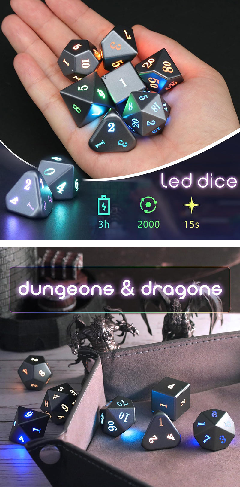 LED Dice Set (7pcs) (Gen 2) [Standard] - Dice Habit