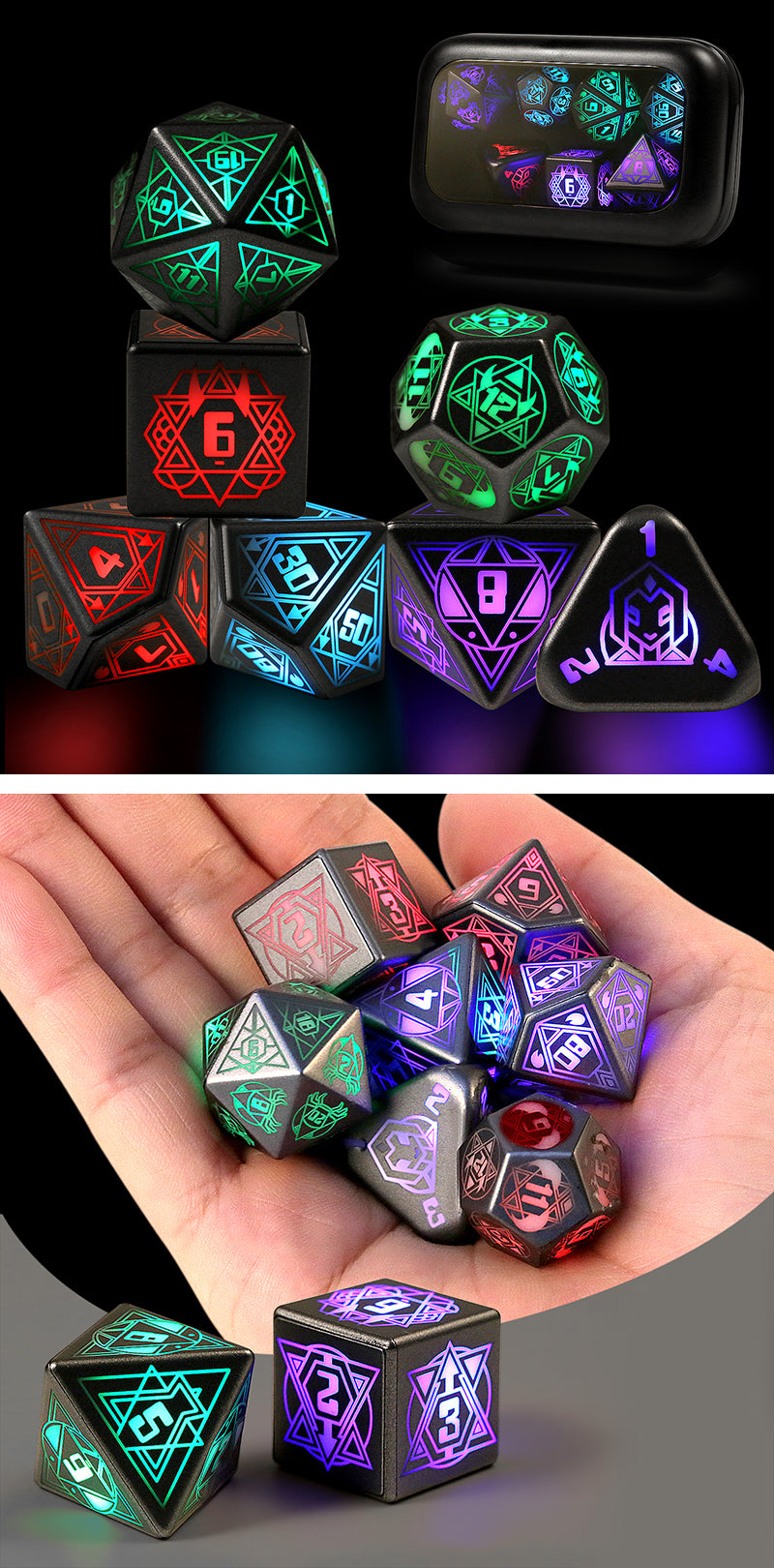 LED Dice Set (7pcs) (Gen 2) [Retro] - Dice Habit