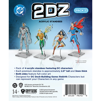DC 2Dz Acrylic Standees: Pack 2 - Aquaman Superman Wonder Woman Cyborg - Cryptozoic