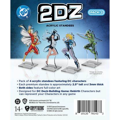 DC 2Dz Acrylic Standees: Pack 3 - Black Canary Green Arrow Shazaam! Zatanna- Cryptozoic