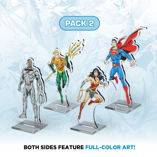 DC 2Dz Acrylic Standees: Pack 2 - Aquaman Superman Wonder Woman Cyborg - Cryptozoic