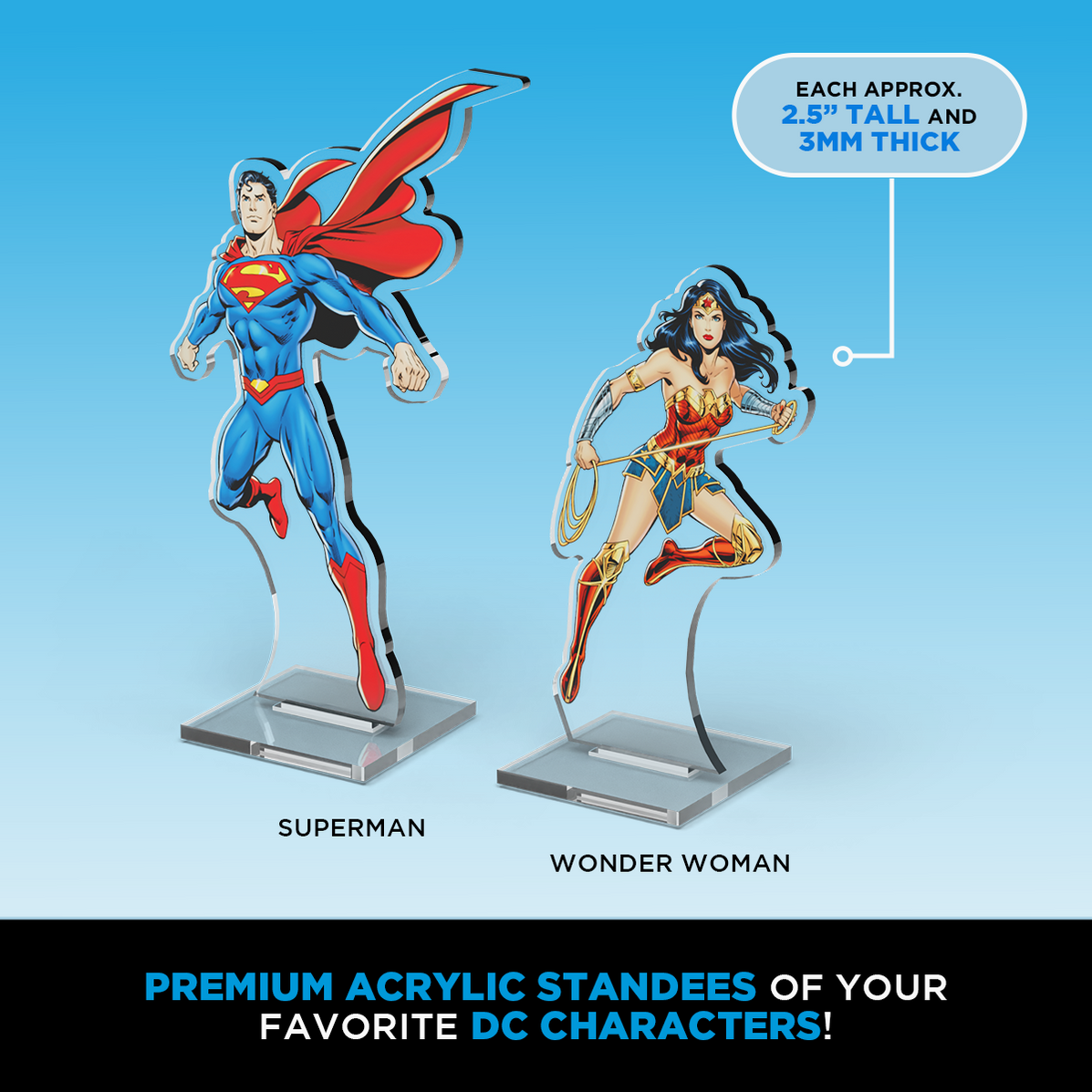 DC 2Dz Acrylic Standees: Pack 2 - Aquaman Superman Wonder Woman Cyborg - Cryptozoic