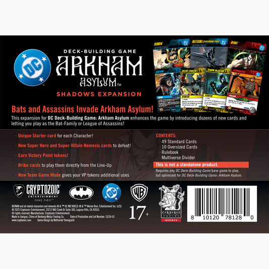 DC Comics Deck Building Game - Arkham Asylum Shadows Expansion - Cryptozoic Entertainment