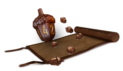 Resin: Legend in the Mist: Leather Satchel with 6 Resin Acorn Dice