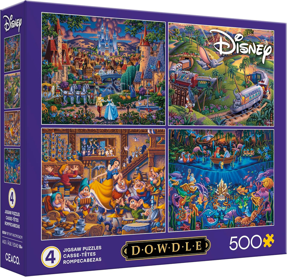 Disney Dowdle - Cinderella, Dumbo, Snow White, The Little Mermaid 500 x 4 Puzzle
