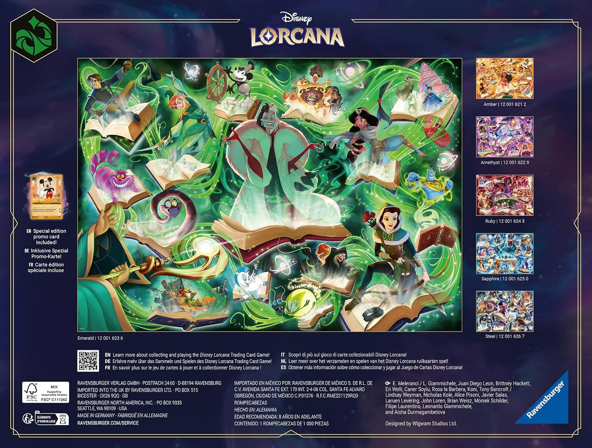 Adult Puzzle 1000 pieces - Disney Lorcana TCG - Glimmers of the Realm: Emerald