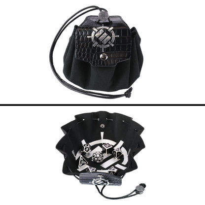 DnDN Dragon Metal Dice Set - 7pc Polyhedral Dice with 2-in-1 Dice Bag/Tray (Collectors Editions) - Enhance Gaming