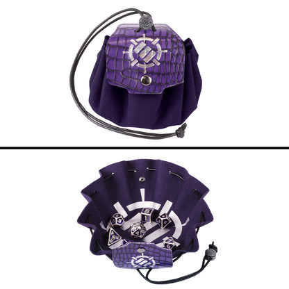 DnDN Dragon Metal Dice Set - 7pc Polyhedral Dice with 2-in-1 Dice Bag/Tray (Collectors Editions) - Enhance Gaming