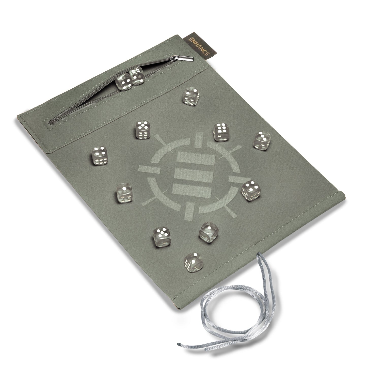 ENHANCE Roll on a Scroll™ Dice Rolling Mat & 12pc 6 Sided Dice Set