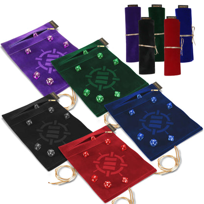 ENHANCE Roll on a Scroll™ Dice Rolling Mat & 7pc Acrylic Dice Set - Enhance Gaming