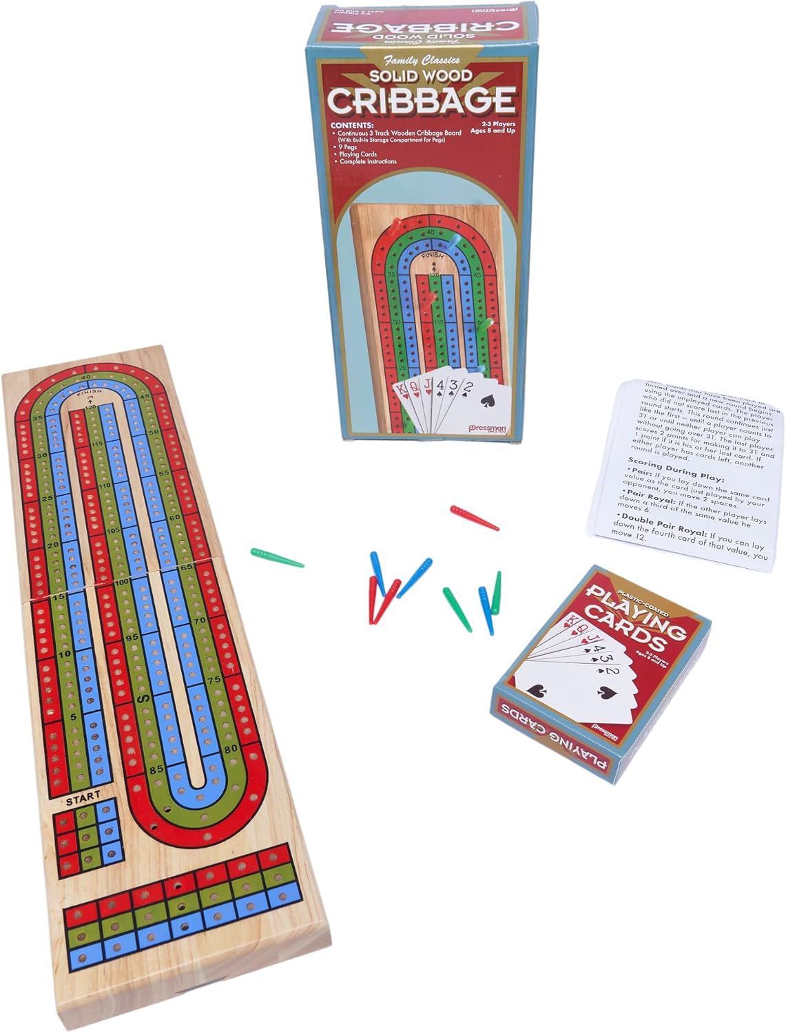 Family Classics - Cribbage Board with Cards - Pressman Toys