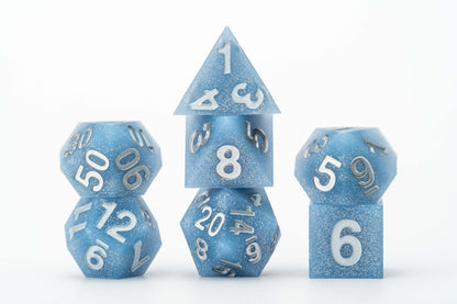 Sharp Edge Silicone Rubber 7 Polyhedral Dice Set - Glacial Debris - Fanroll Dice