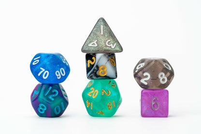 Mystery Misfit Mini 10mm 7 Polyhedral Dice (Single Pack with 2 Full Sets) - Fanroll Dice