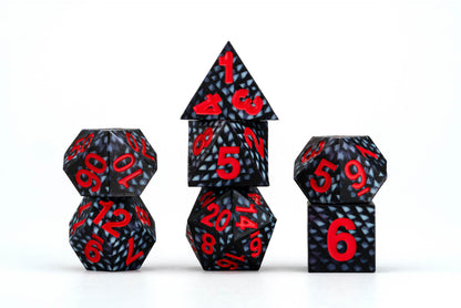 Dragon Storm Silicone 7 Polyhedral Dice Set: Black Dragon Scales - Fanroll Dice