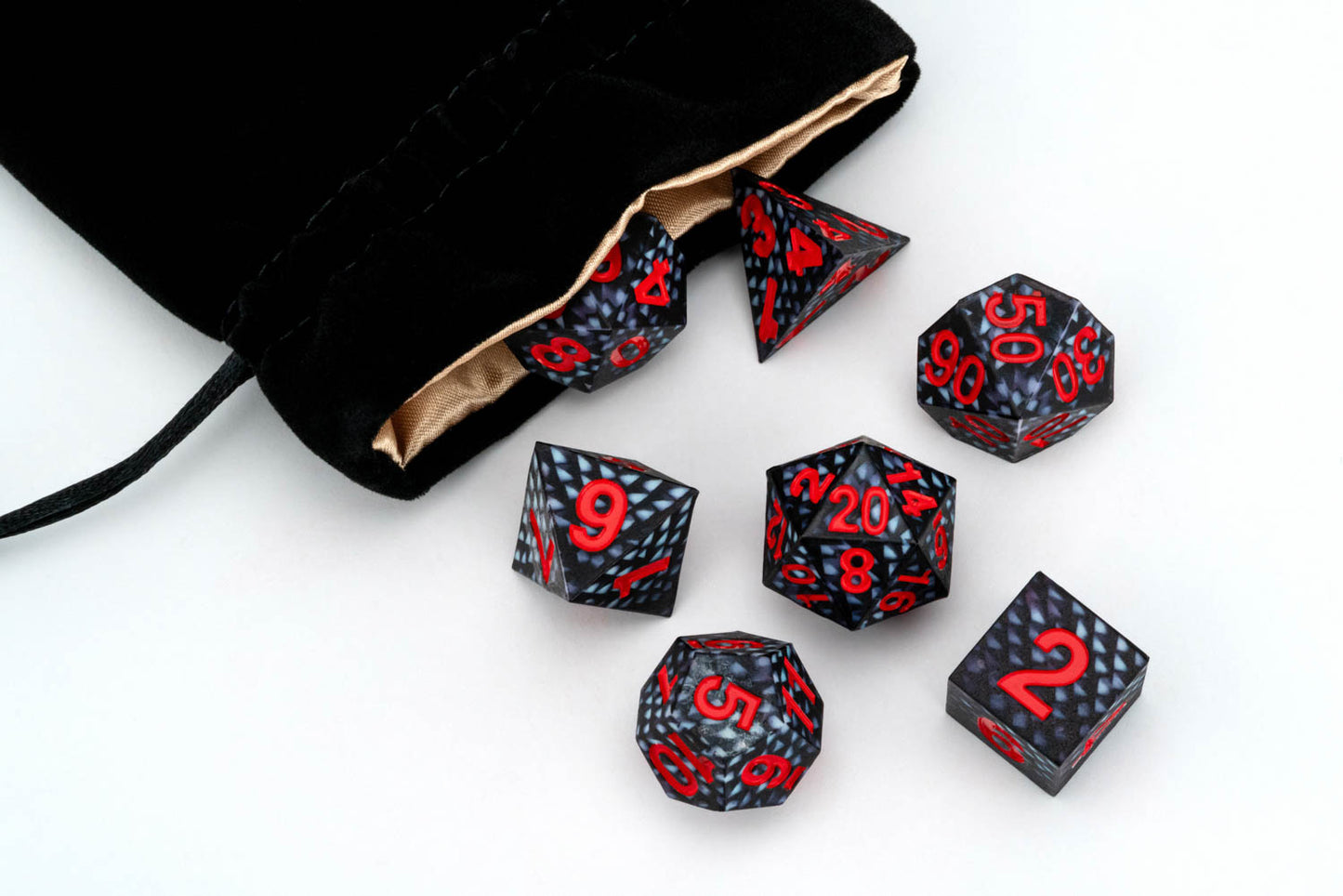 Dragon Storm Silicone 7 Polyhedral Dice Set: Black Dragon Scales - Fanroll Dice