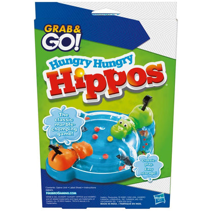 Grab & Go Games - Hungry Hungry Hippos - Classic Hasbro Travel Game